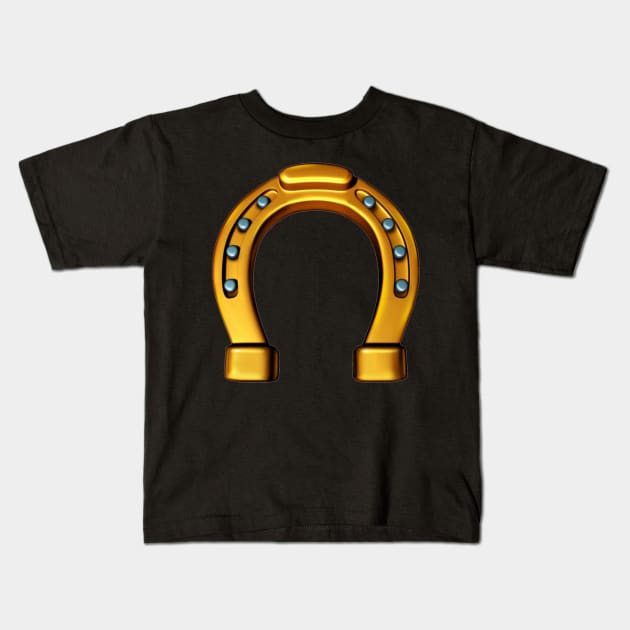 Lucky Golden Horseshoe Kids T-Shirt by pickledpossums